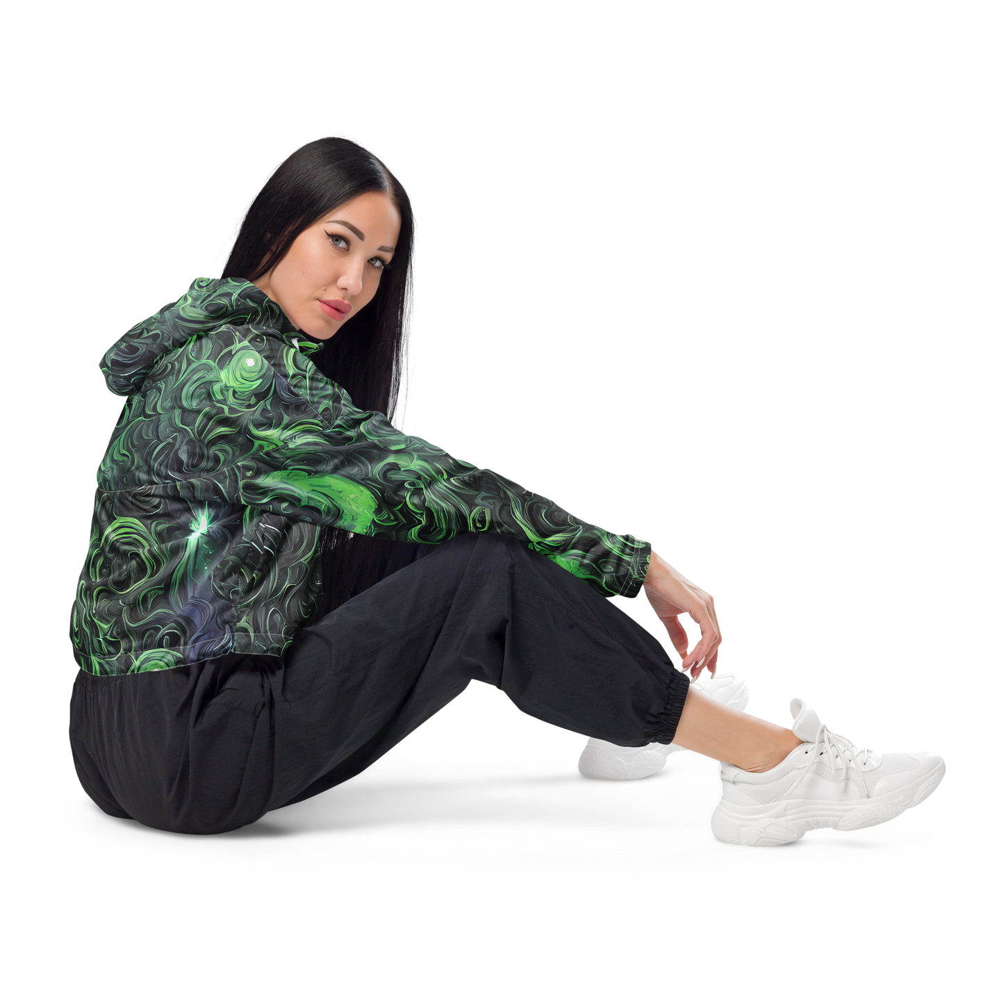 Women's Cropped Windbreaker - Savrasov Swirls