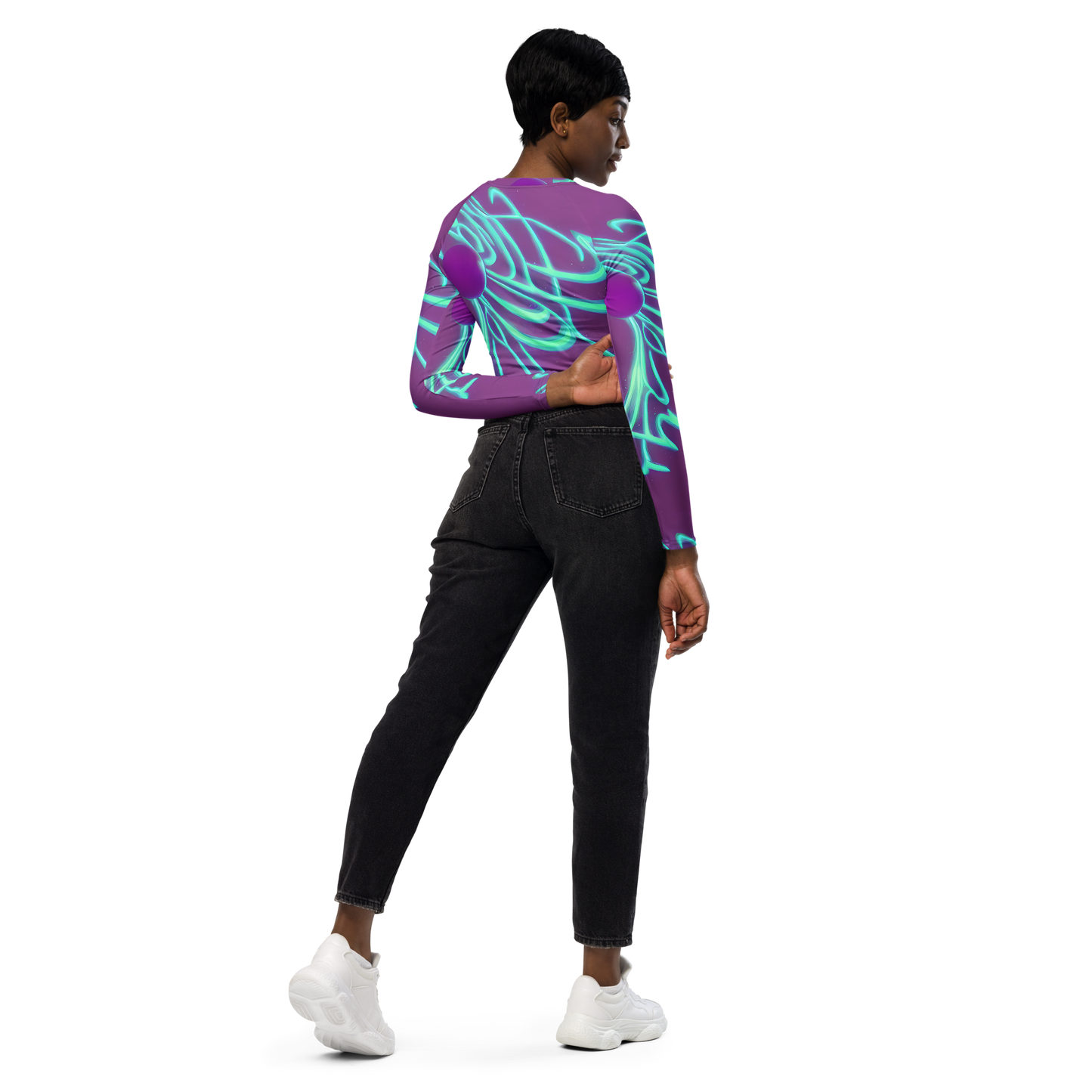 Long Sleeve Crop Top - Neon Drift