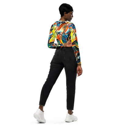 Long Sleeve Crop Top - Chromatic Vortex