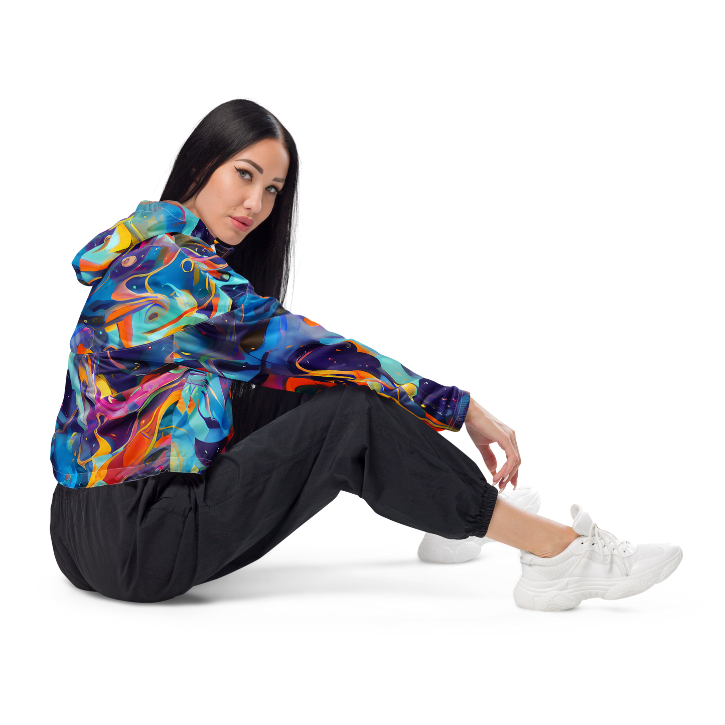 Women's Cropped Windbreaker - Whimsical Fusion