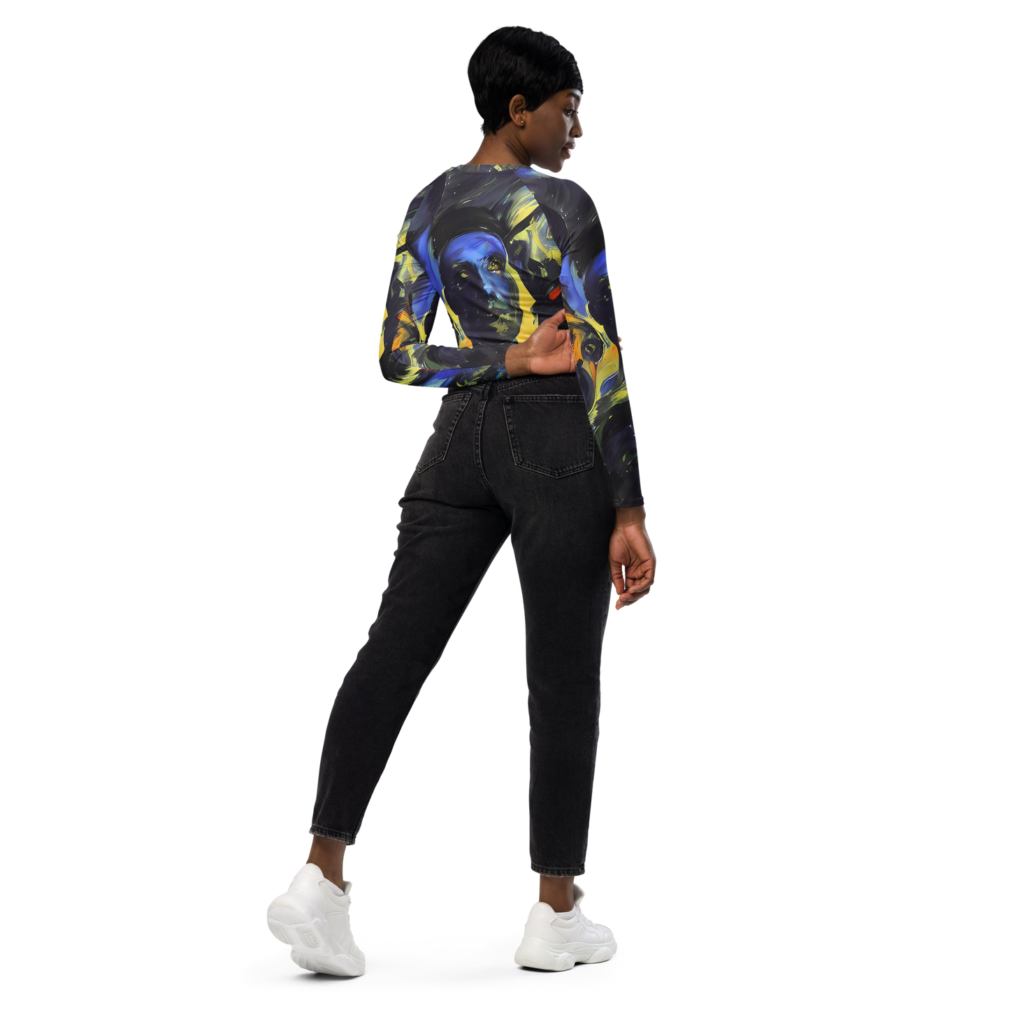 Long Sleeve Crop Top - Cosmic Visages