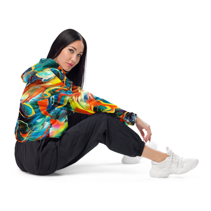 Women's Cropped Windbreaker - Cecily’S Swirl