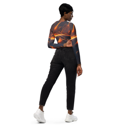 Long Sleeve Crop Top - Inferno Spirals