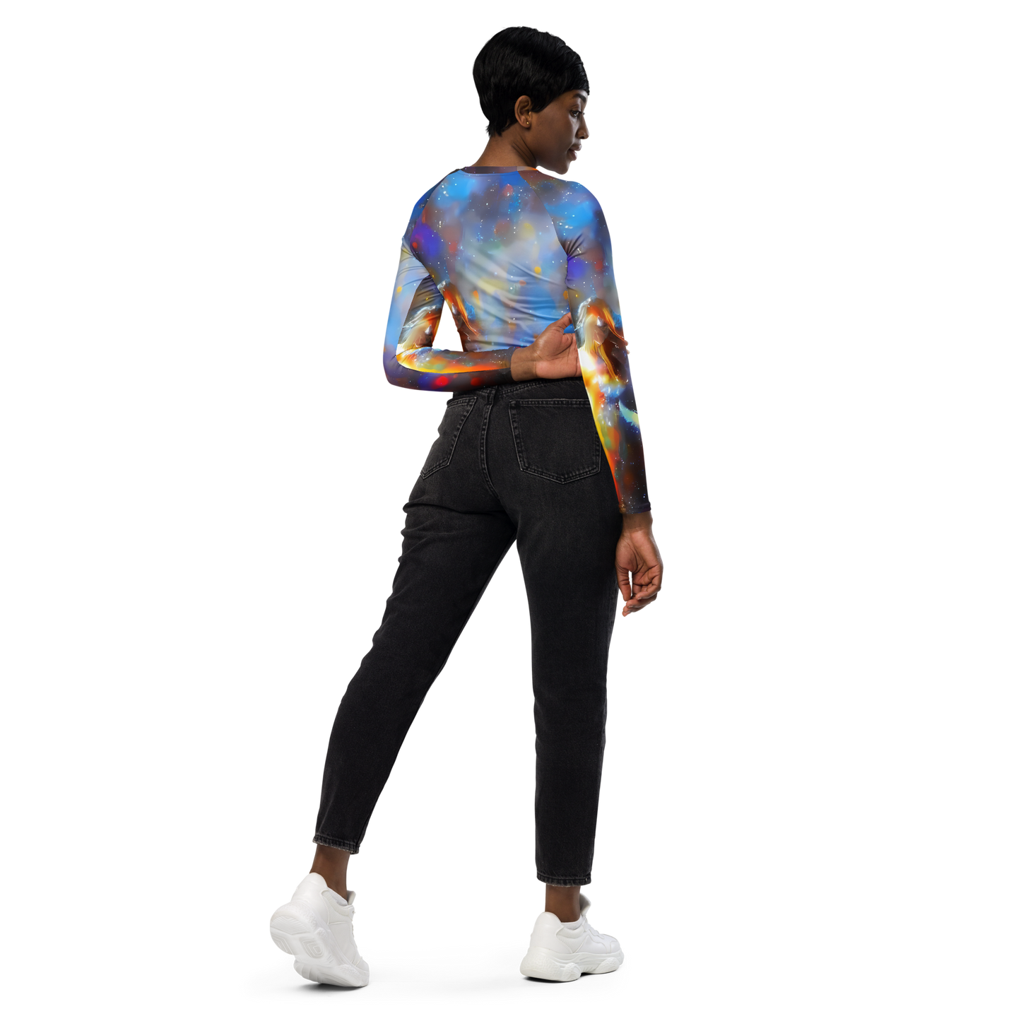 Long Sleeve Crop Top - Impressionist Drift