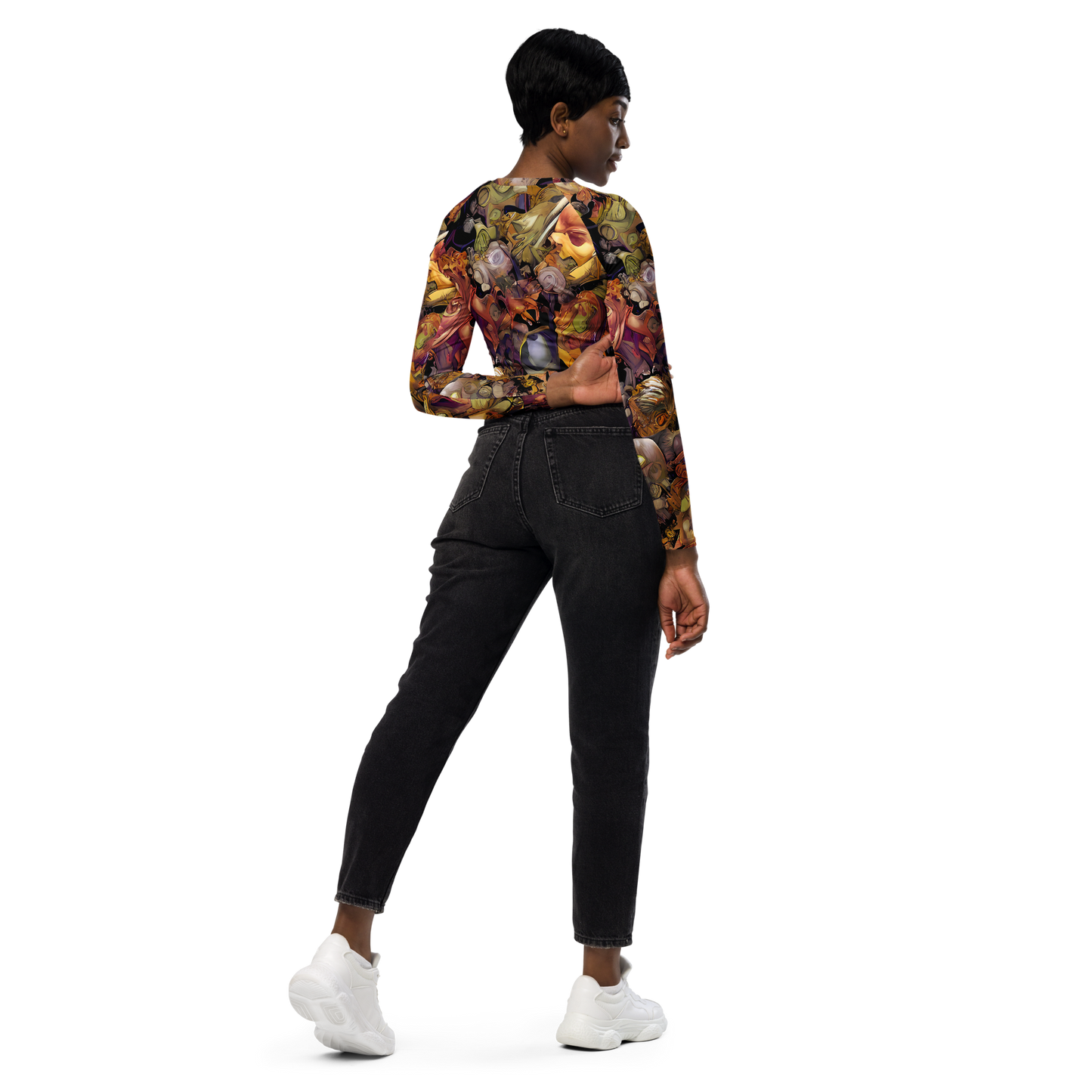 Long Sleeve Crop Top - Arcimboldo Abundance