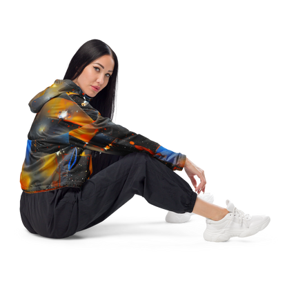 Women's Cropped Windbreaker - Monet's Matrix